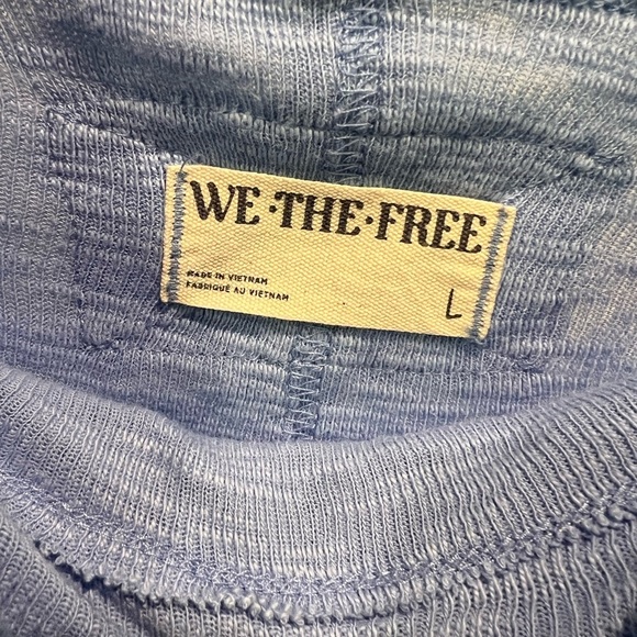 We The Free Vibrant Blue Knit Top Size L Elbow Length 100% Cotton - Picture 4 of 9